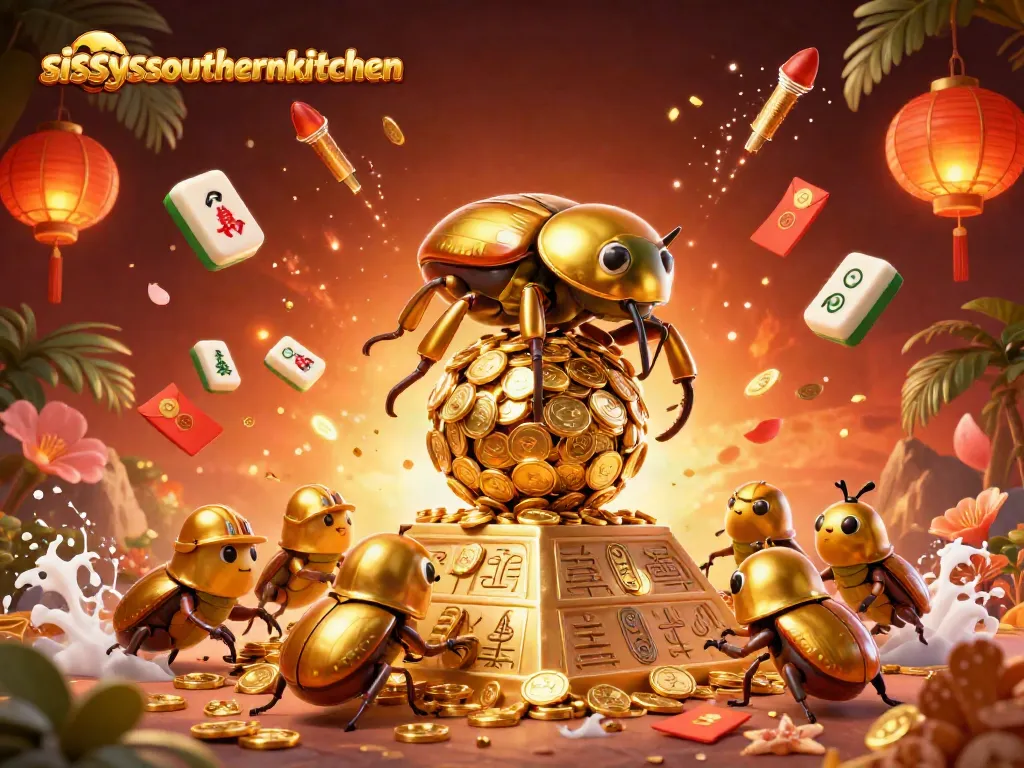 Experience excitement at sissyssouthernkitchen with golden beetles and vibrant casino elements.