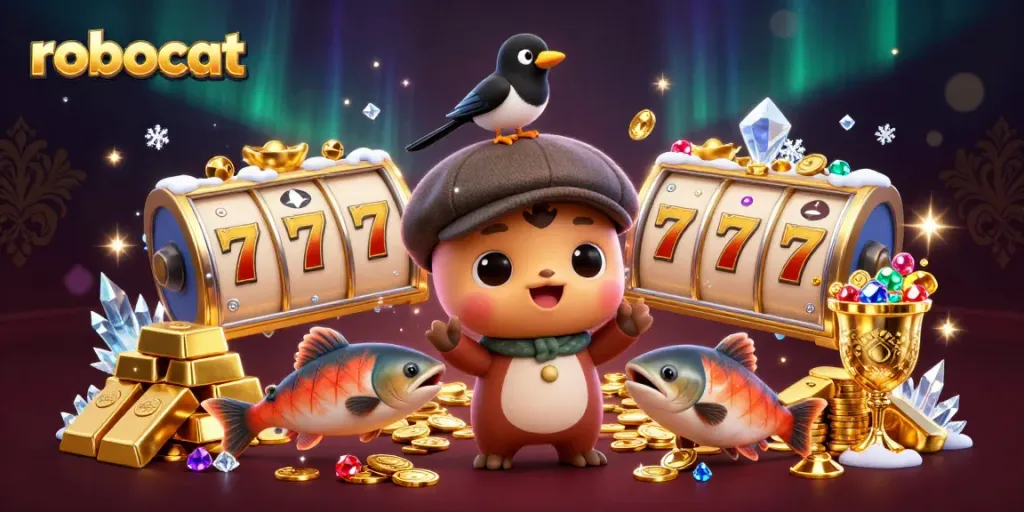 Play slots and win at Robocat Casino with fun 3D characters and exciting game elements.